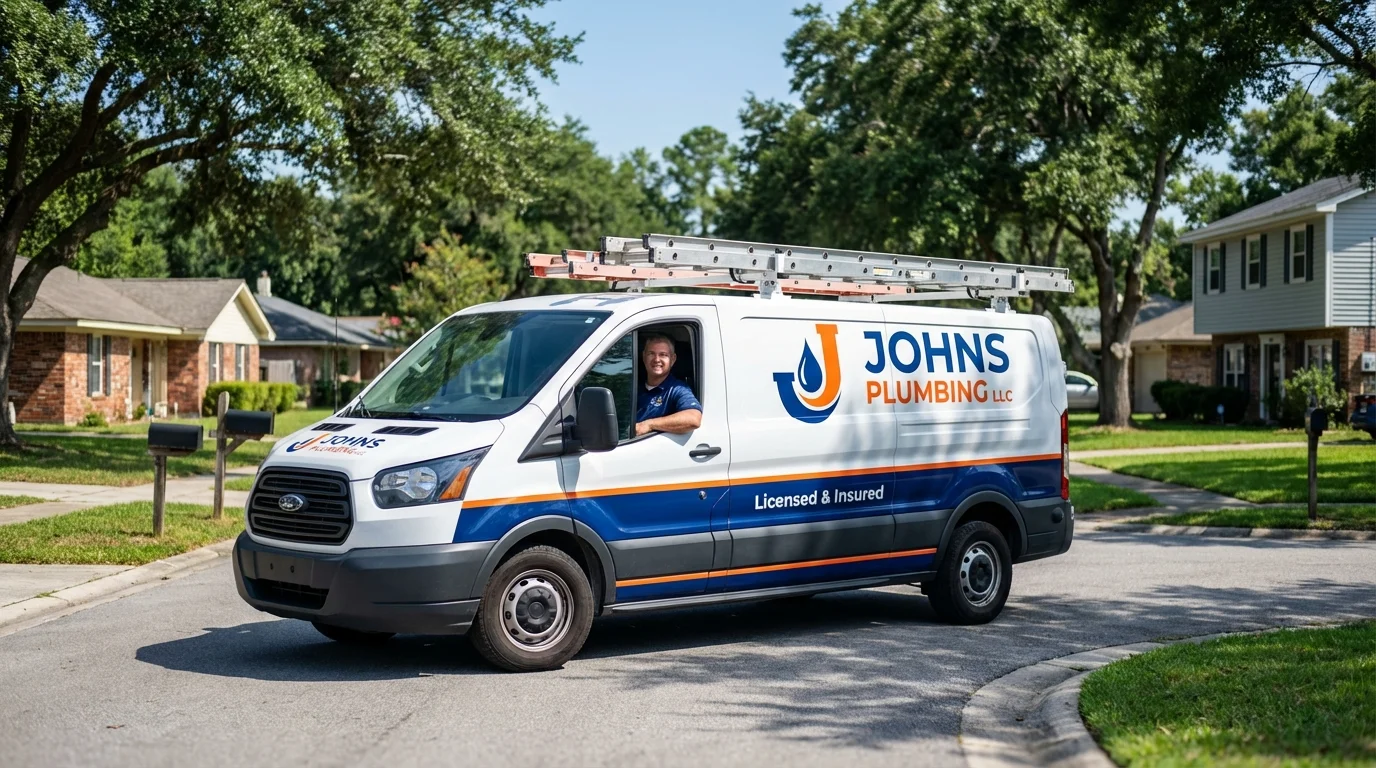 Johns Plumbing LLC service van in Bondurant, IA
