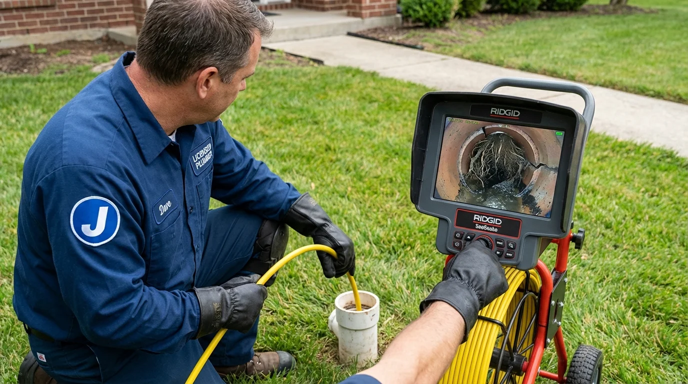 Sewer camera inspection being performed by Johns Plumbing LLC in Bondurant